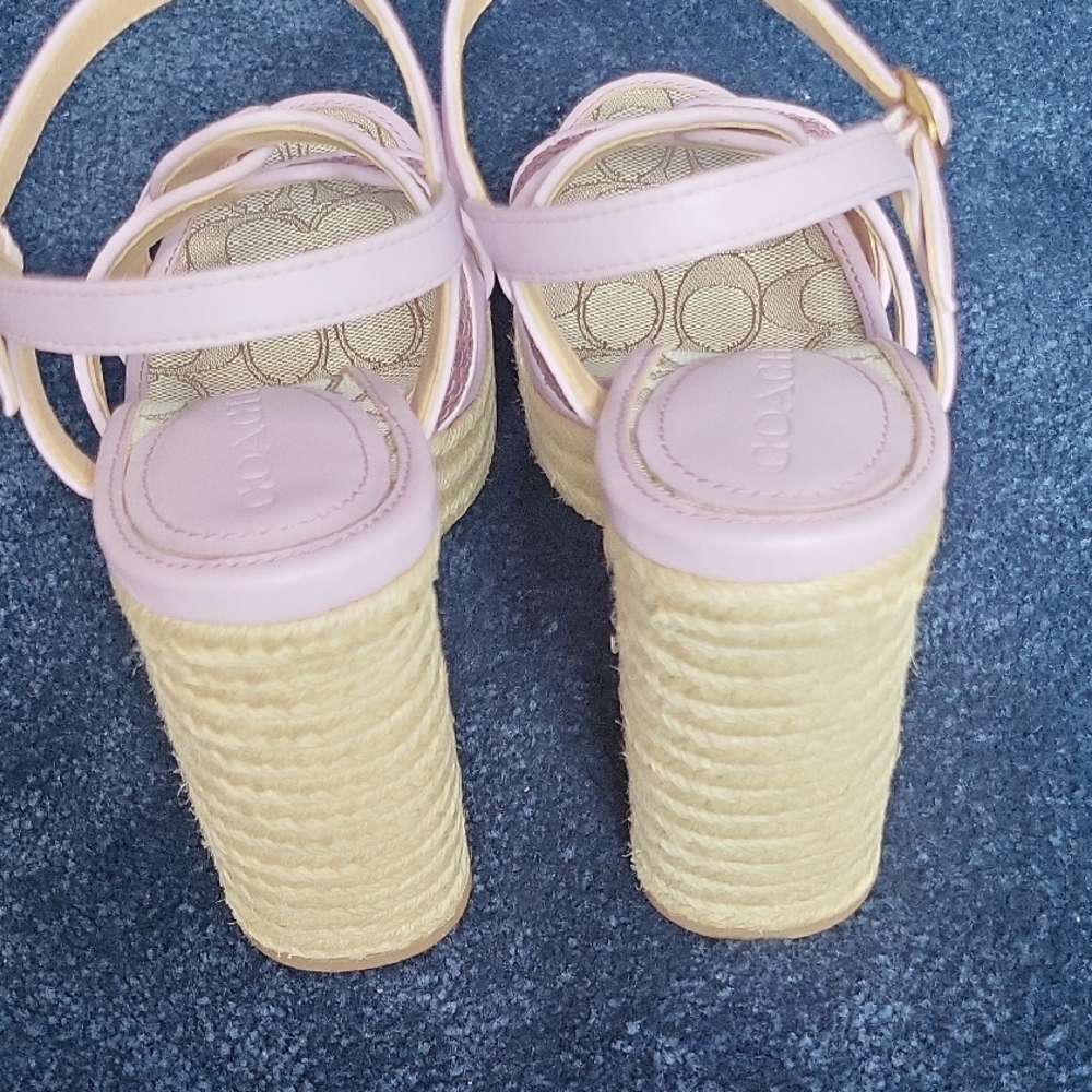 Coach Pink Signature Canvas Strappy Sandals - Picture 4 of 9